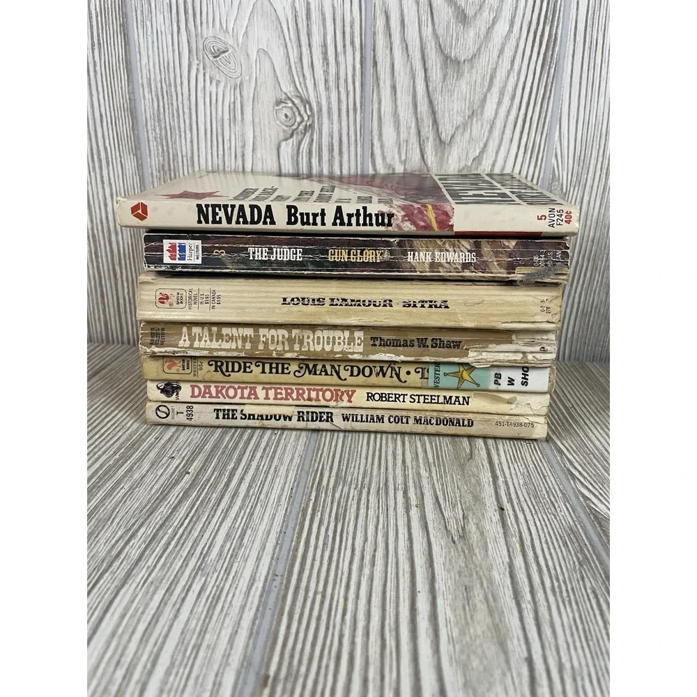 Vintage Western Paperback Book Lot of 7 Louis L'Amour Luke Short Burt Arthur